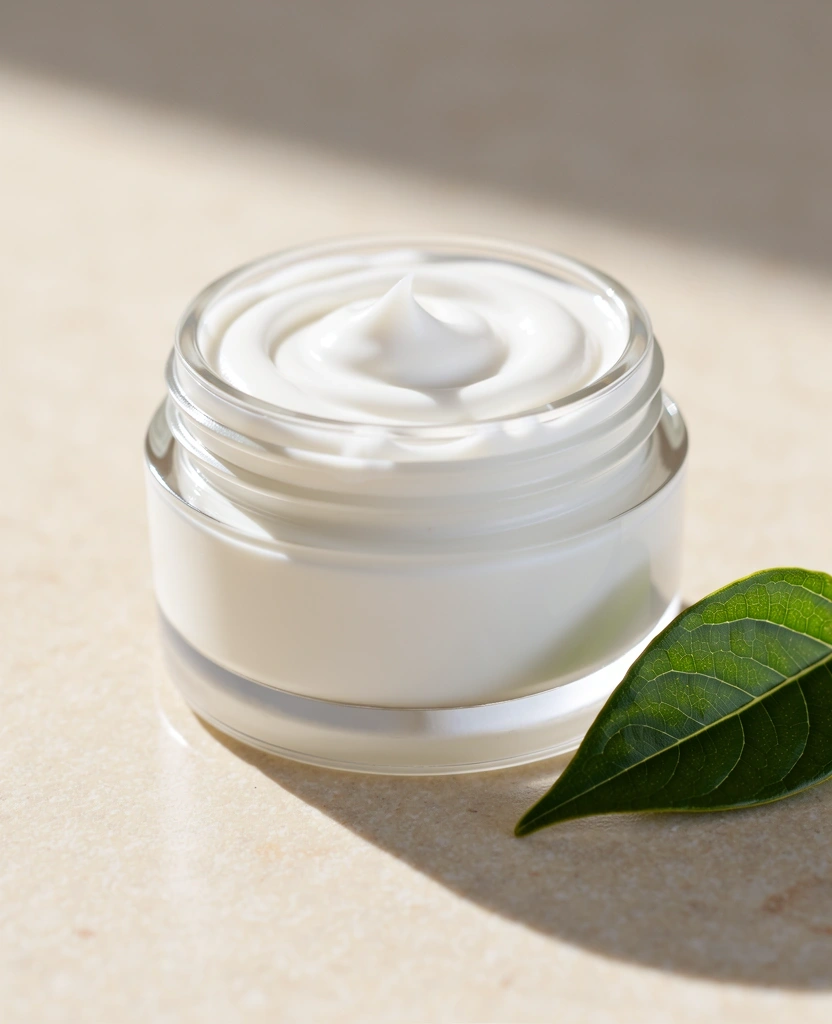 Premium moisturizing cream in a glass jar